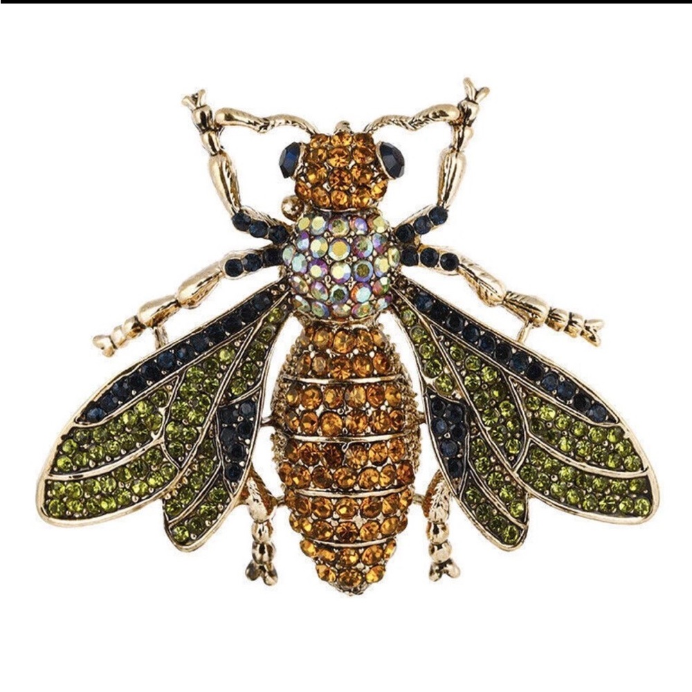 Colorful Bejeweled Bee Brooch